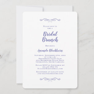 Invitación Elegante Desayuno Nupcial de Azul Periwinkle con C