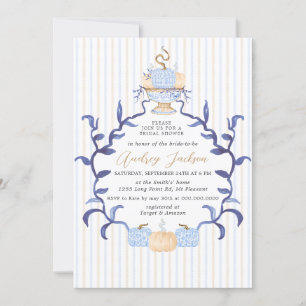 Invitación Elegante Desayuno Nupcial de Calabaza Chinoiserie