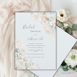 Invitación Elegante Desayuno Nupcial de Hortensias Azules de