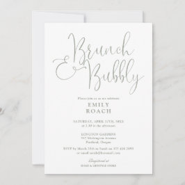 Invitación Elegante Desayuno Verde Salvia y Burbujeante Despe