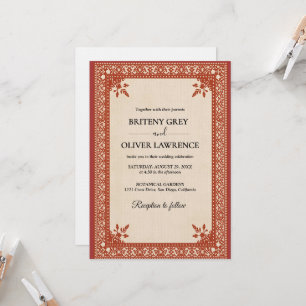 Invitación Elegante desmalezado burgundy Papel Picado