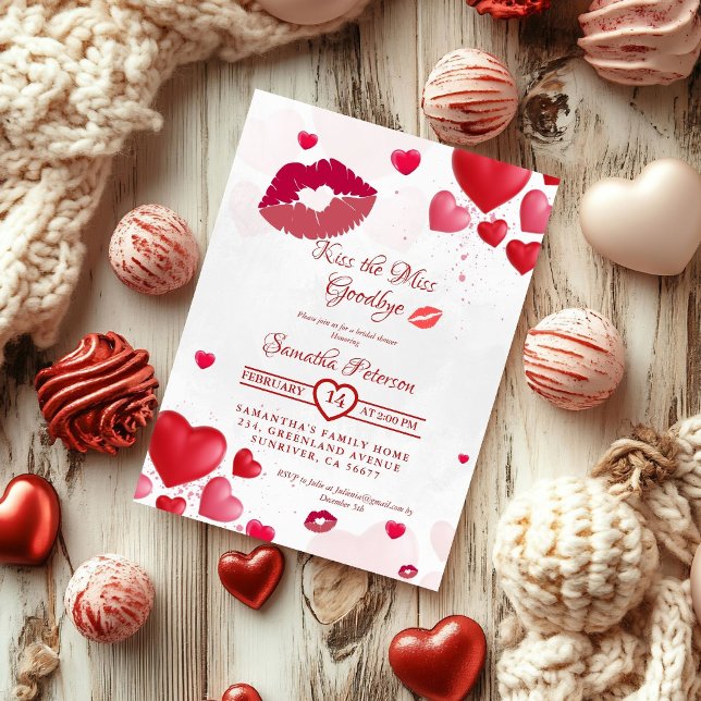 Invitación Elegante Despedida de Soltera Beso Labios Rojos Du (Subido por el creador)