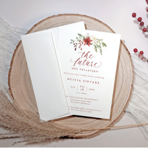 Invitación Elegante Despedida de Soltera Botánica de Navidad