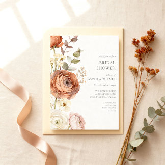 Invitación Elegante Despedida de Soltera Botánico Otoñal Melo