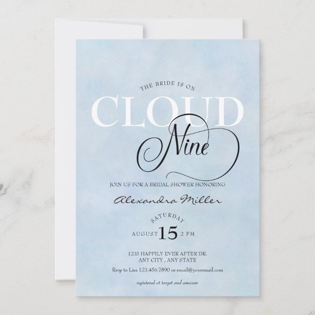 Invitación Elegante Despedida de Soltera con Acuarela (Anverso)