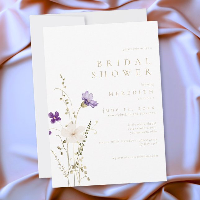 Invitación Elegante Despedida de Soltera con Flores Silvestre (Elegant Romantic Wildflower Bridal Shower Invitation)