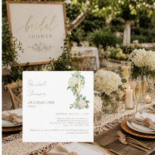 Invitación Elegante Despedida de Soltera con Hydrangea Blanca
