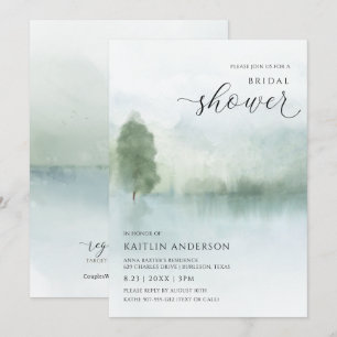 Invitación Elegante Despedida de Soltera con Lago y Árboles a
