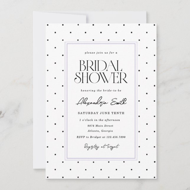 Invitación Elegante Despedida de Soltera con Lunares (Anverso)