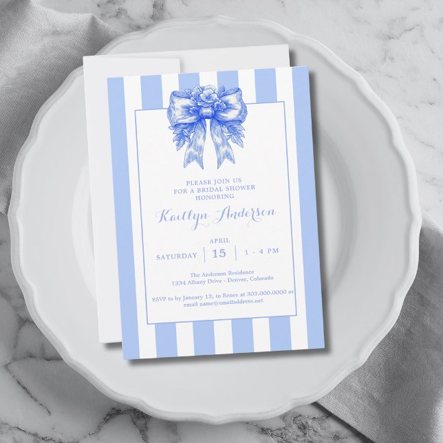 Invitación Elegante Despedida de Soltera Coquette Azul (Subido por el creador)