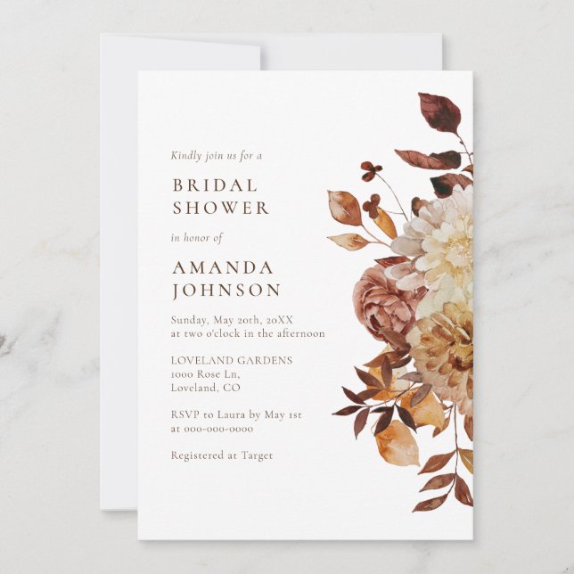Invitación Elegante Despedida de Soltera de Otoño (Anverso)