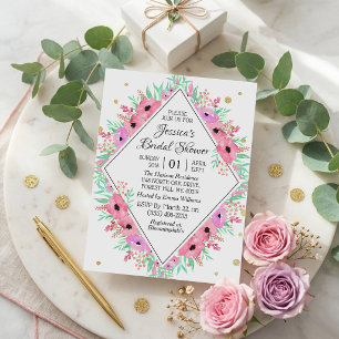 Invitación Elegante Despedida de Soltera Floral Acuarela de P