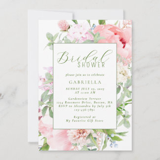 Invitación Elegante Despedida de Soltera Floral Acuarela Rosa