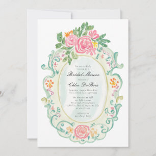 Invitación Elegante Despedida de Soltera Floral Rococó
