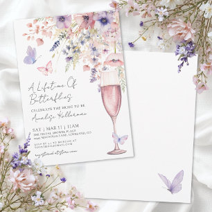 Invitación Elegante Despedida de Soltera Mariposa Flor Silves