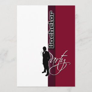 Invitación Elegante "despedida de soltero" formal burgundy