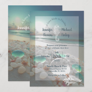 Invitación Elegante destino de playa Boda de vidrio de mar