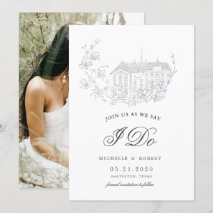 Invitación Elegante Destino Floral Foto Guardar La Fecha