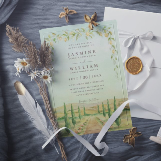 Invitación Elegante destino Italia boda rústica moderna (Subido por el creador)