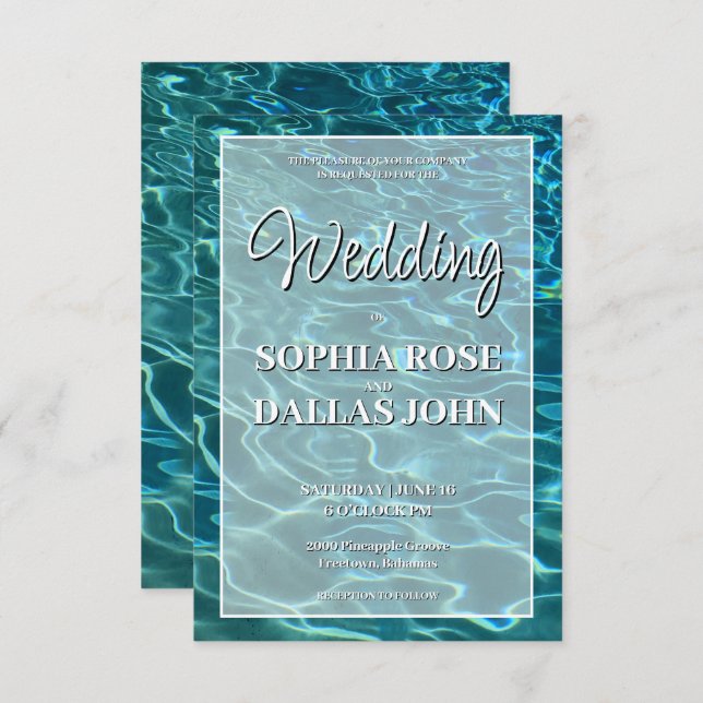 Invitación Elegante destino oceánico de lago acuático Boda (Anverso / Reverso)