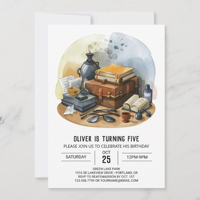 Invitación Elegante detective de Spy Glasses Cumpleaños (Anverso)