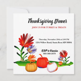 Invitación Elegante Día de Acción de Gracias del otoño con ca