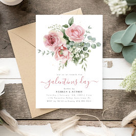 Invitación Elegante Día de Galentines Floral Rosa