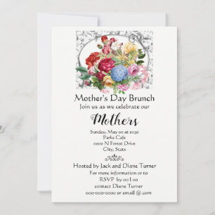 Invitación Elegante Día de la Madre con vacaciones de flores 