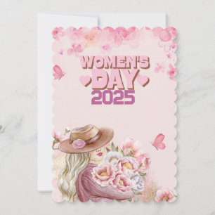Invitación Elegante Día de la Mujer 2025 con diseño floral ro