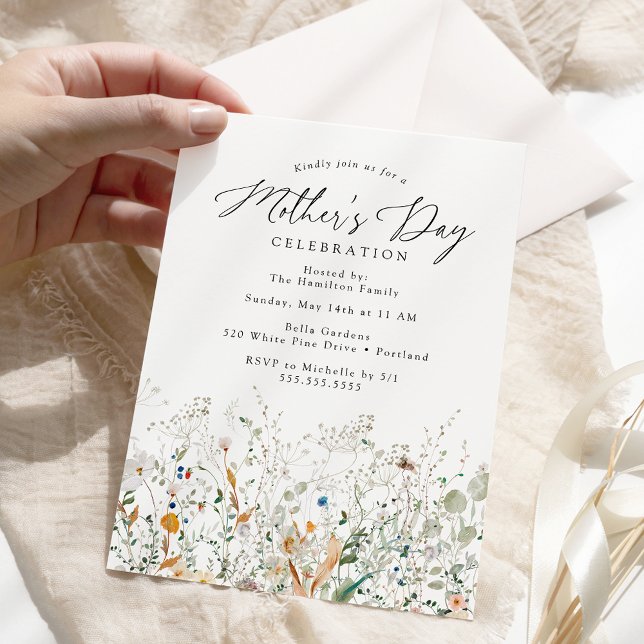 Invitación Elegante Día de las Madres con Flores Silvestres D (Subido por el creador)