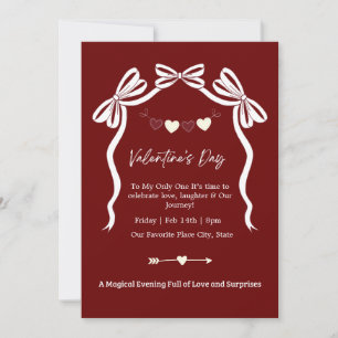 Invitación Elegante Día de San Valentín Romántico Rojo Oscuro