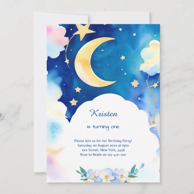 Invitación Elegante Día del Cielo Nocturno de Stardust (Anverso)