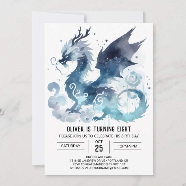 Invitación Elegante Día del Dragón Imprimible (Anverso)