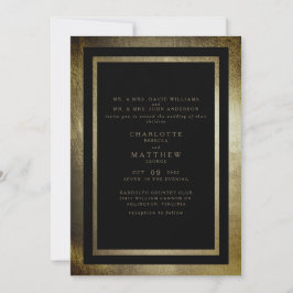 Invitación Elegante Día Oro y Negro Ambos Padres Boda