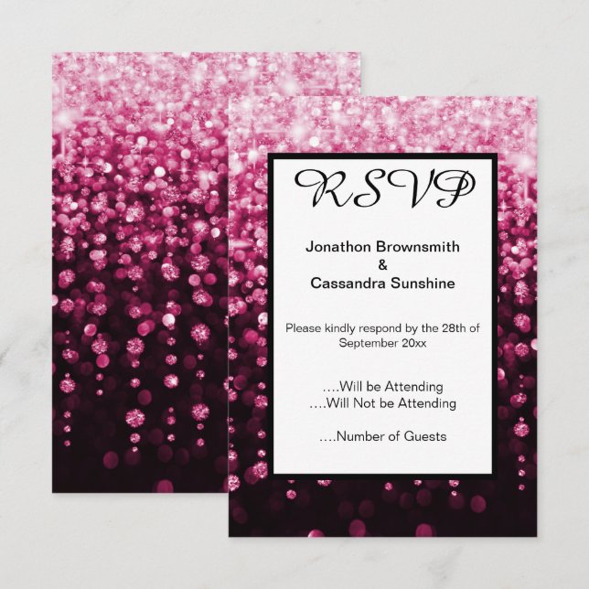 INVITACIÓN ELEGANTE DIAMANTE DE ROSA NEGRA RSVP (Anverso / Reverso)