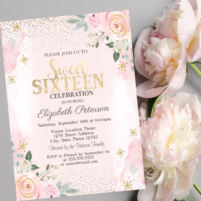 Invitación Elegante Diamantes de Oro Moderno Copos de nieve D (Subido por el creador)