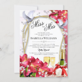 Invitación Elegante Diamantes Florales Corazón Ducha Bridal