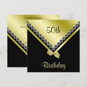 Invitación Elegante Diamantes Sparkly y Boda de Oro 50 cumple