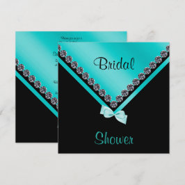 Invitación Elegante Diamantes y Verde azulada Ducha Bridal