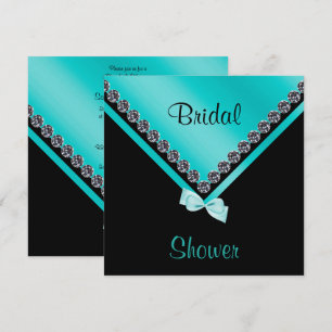 Invitación Elegante Diamantes y Verde azulada Ducha Bridal