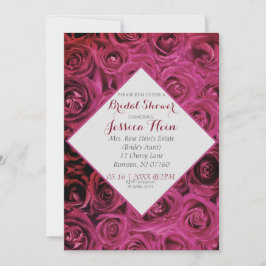 Invitación Elegante Diamond Bridal Shower Roses rosados