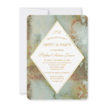 Elegante Diamond Green Marble SWEET 16 Fiesta