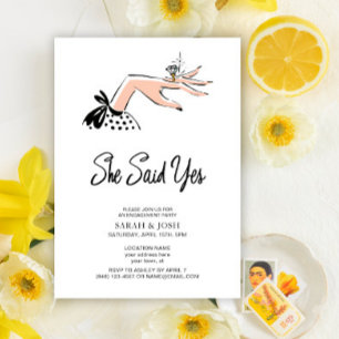 Invitación Elegante Dijo Sí Participación En Guiones De Calig