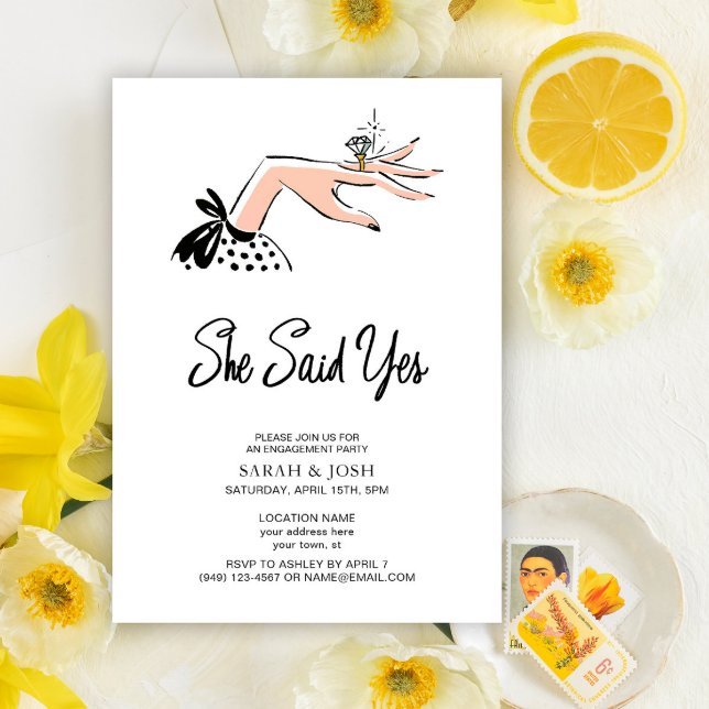 Invitación Elegante Dijo Sí Participación En Guiones De Calig (Subido por el creador)