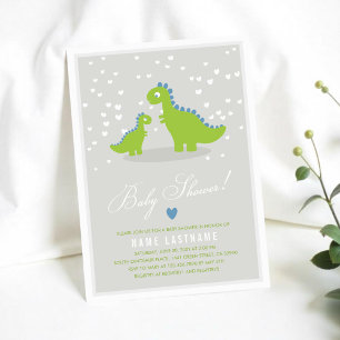 Invitación Elegante Dinosaurio Verde Dino Boy Baby Shower
