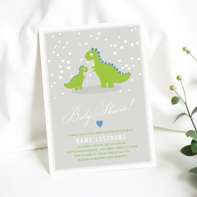 Invitación Elegante Dinosaurio Verde Dino Boy Baby Shower (Subido por el creador)