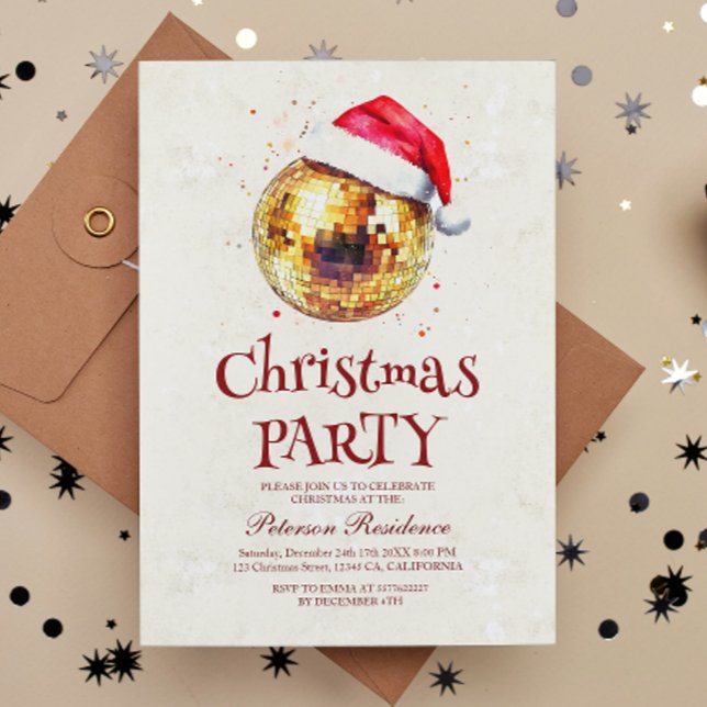 Invitación Elegante disco Ball Fiesta de Nochevieja (Subido por el creador)