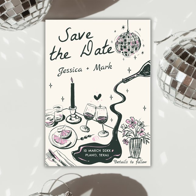 Invitación Elegante Disco Wedding Save The Date (Subido por el creador)