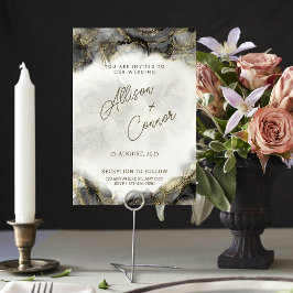 Invitación Elegante diseño Boda de mármol blanco y dorado