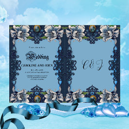 Invitación Elegante diseño celta azul